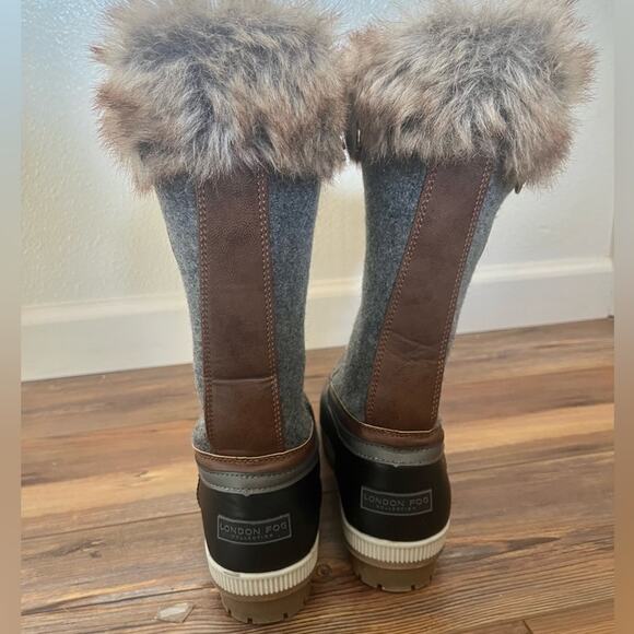 London Fog Snow Boots Faux Fur Trim size 8 - Picture 6 of 8